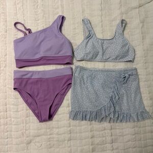 2 SHEIN Purple and Blue floral, girls Swim Bikinis preteen size 10/11.